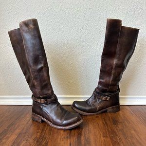 BED STU Womens Cobbler Series Espresso Leather Knee High Boots Riding